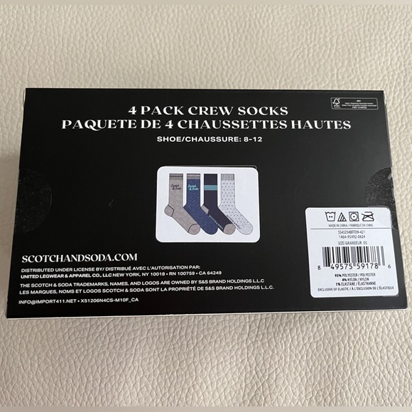 NWB - Scotch & Soda Men’s 4 Pack Crew Socks Gift Set - Picture 3 of 4